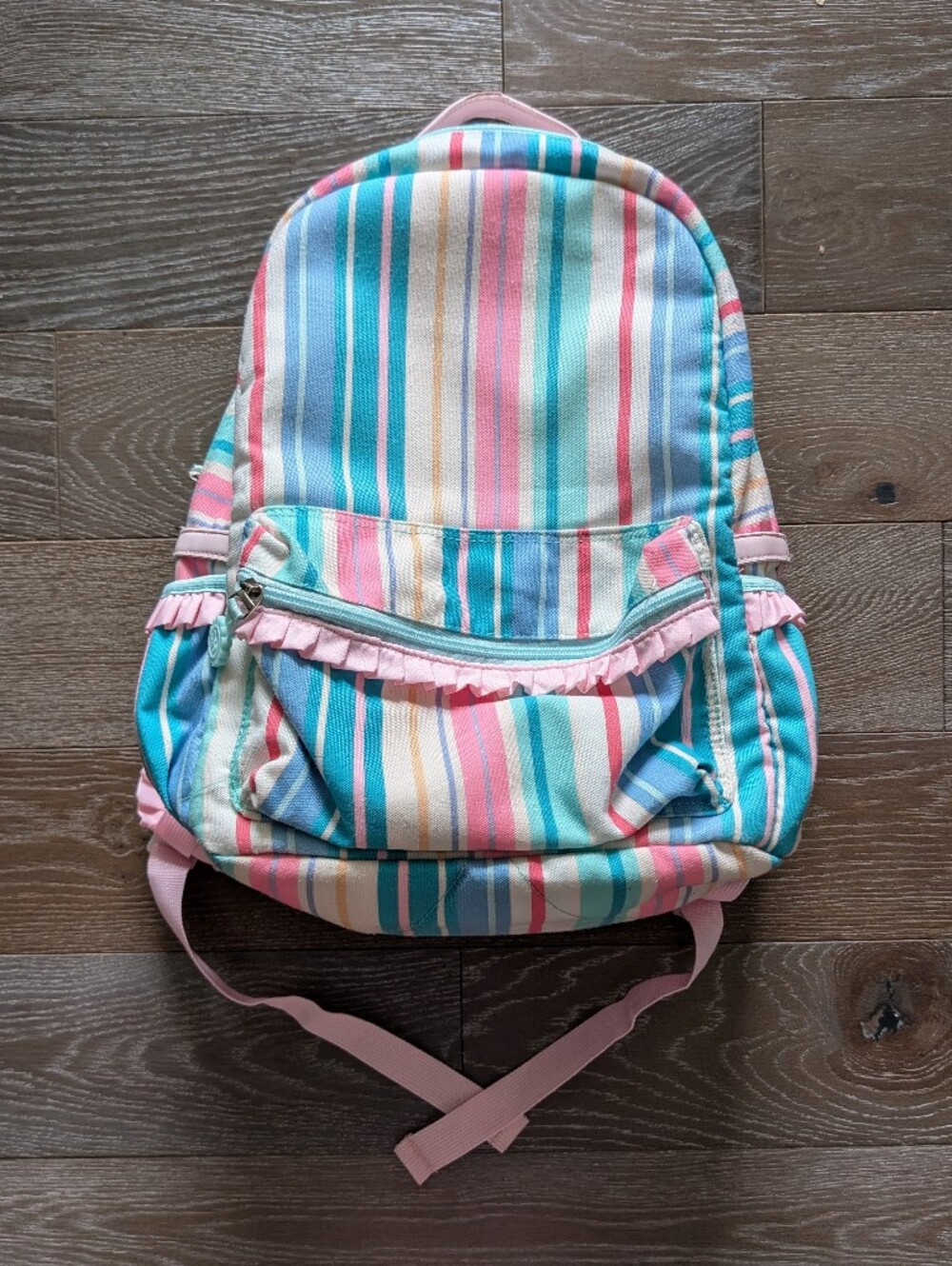 3/$15 - SweetHoney Pastel Stripe Ruffle Backpack Book Bag